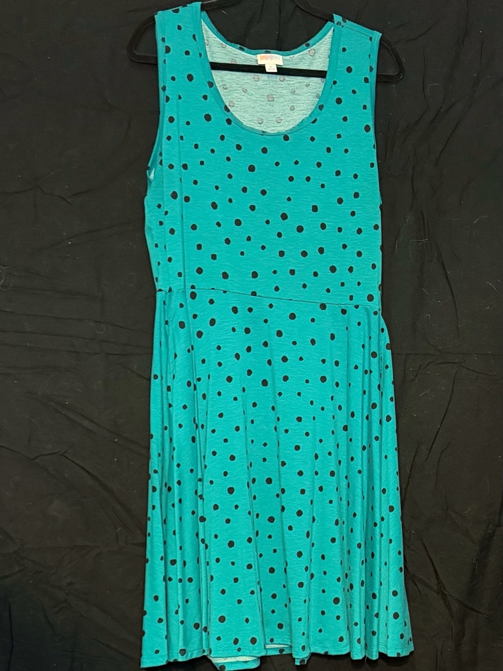 LuLaRoe Nicki Teal Sleeveless Polka Dot Dress